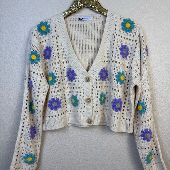SO Sweaters - SO • Floral Crochet Sweater